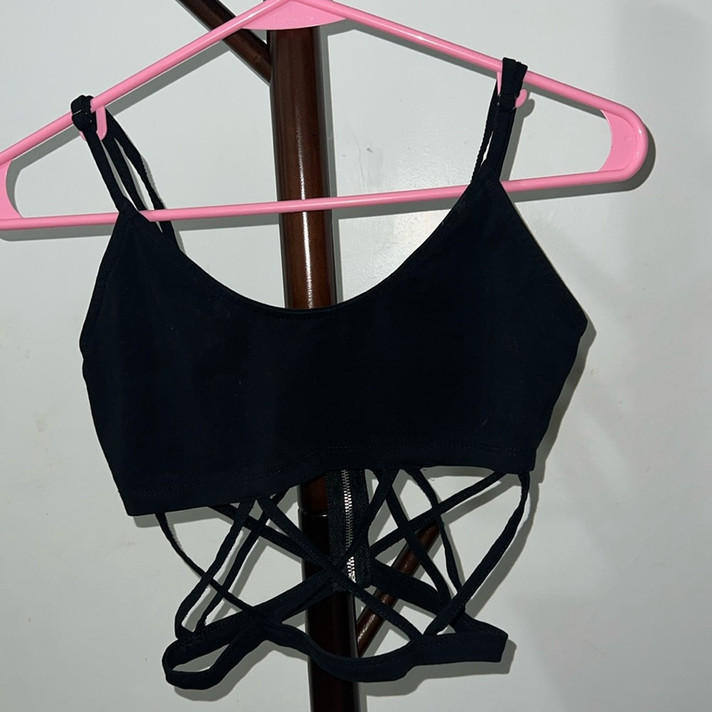 Criss Cross Zip Up Crop Top